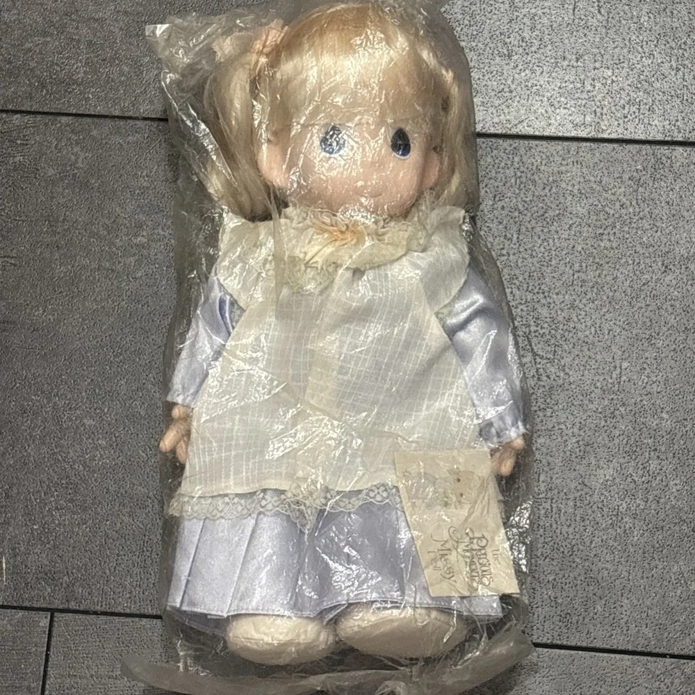 Precious Moments Missy Porcelain Doll Blonde Blue Dress Bisque Face Vtg 90s 15